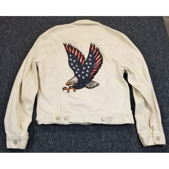 Ralph Lauren Denim & Supply Jacket Size M White Denim American Eagle Embroidered - Picture 10 of 16
